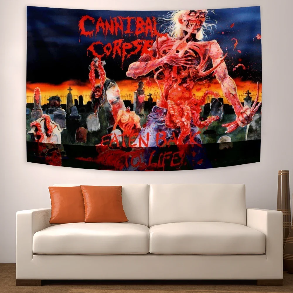 3x5ft Cannibal Corpse Heavy Metal Band Icon Tapestry Rock Music Poster Canvas Painting Wall Chart Skull  Room Decoration