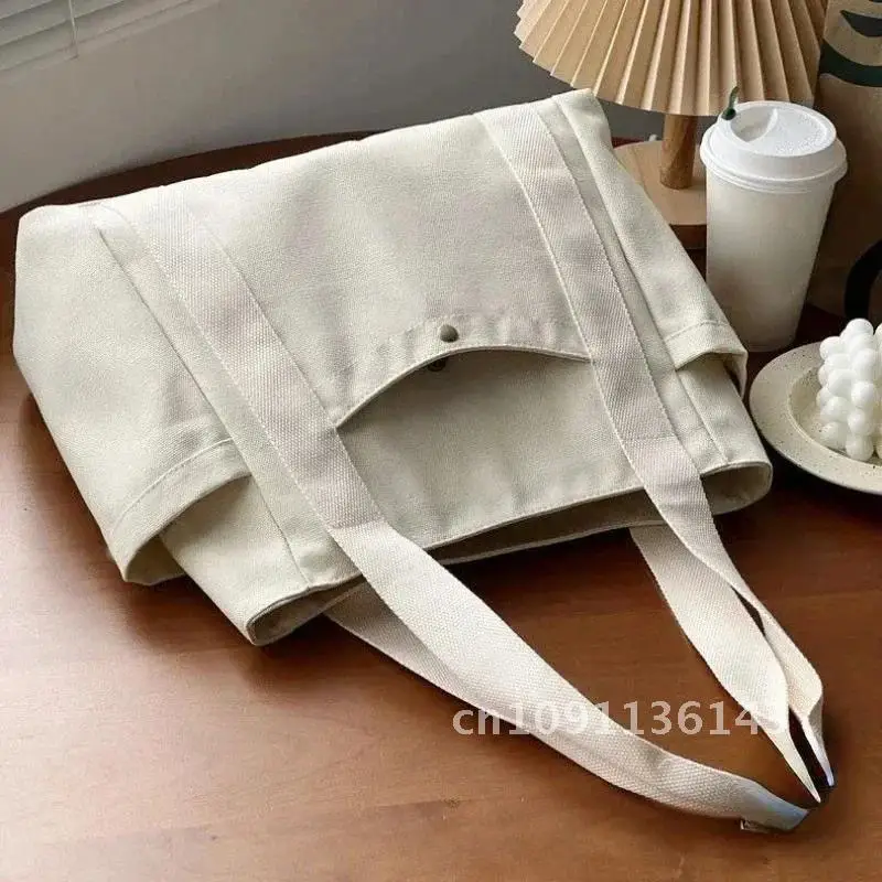 Canvas Bag for Women 2024 New Bag Large Capacity Casual Trendy Books Ins Pouch Shoulder Tote Student Black