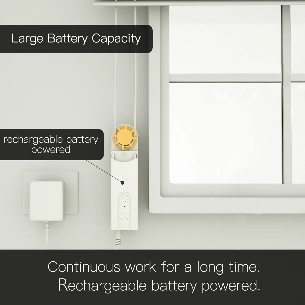 MOES Automatic DIY Smart Motorized Chain Roller Blinds Drive Motor Powered By Charger Build-in Bluetooth APP Control