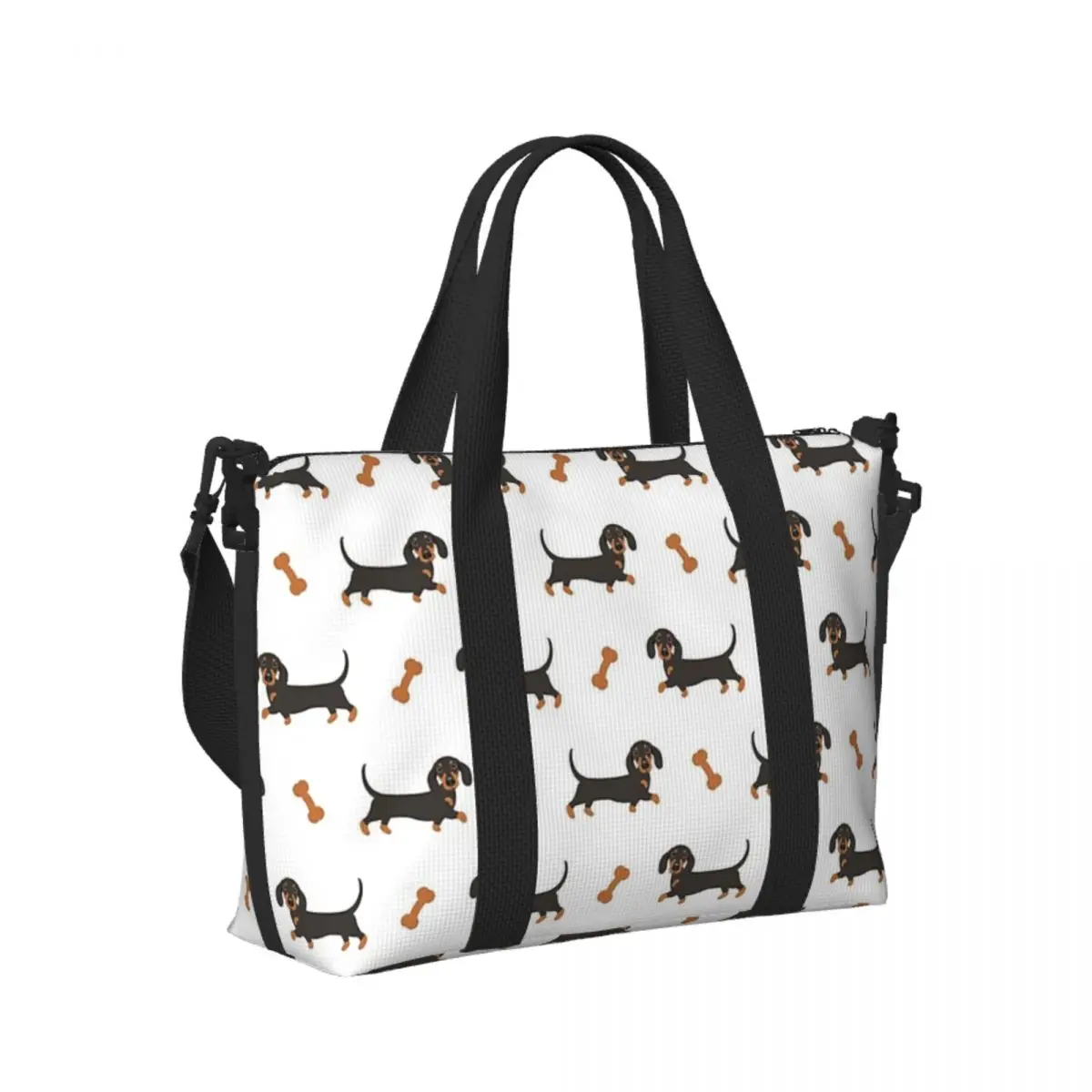 

Black And Tan Dachshund Sausage Dog Beach Travel Bag Large Capacity Tote Bags for Gym Yoga Women Shopping Duffle Shoulder Bag