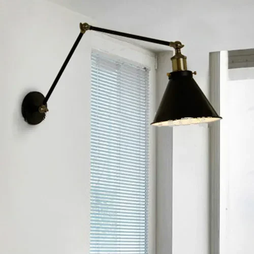 สไตล์ Retro Wall Mount Light โคมไฟอ่านหนังสือปรับแขน EDISON หลอดไฟ LOFT ร้านอาหารบาร์ร้านกาแฟ Decor