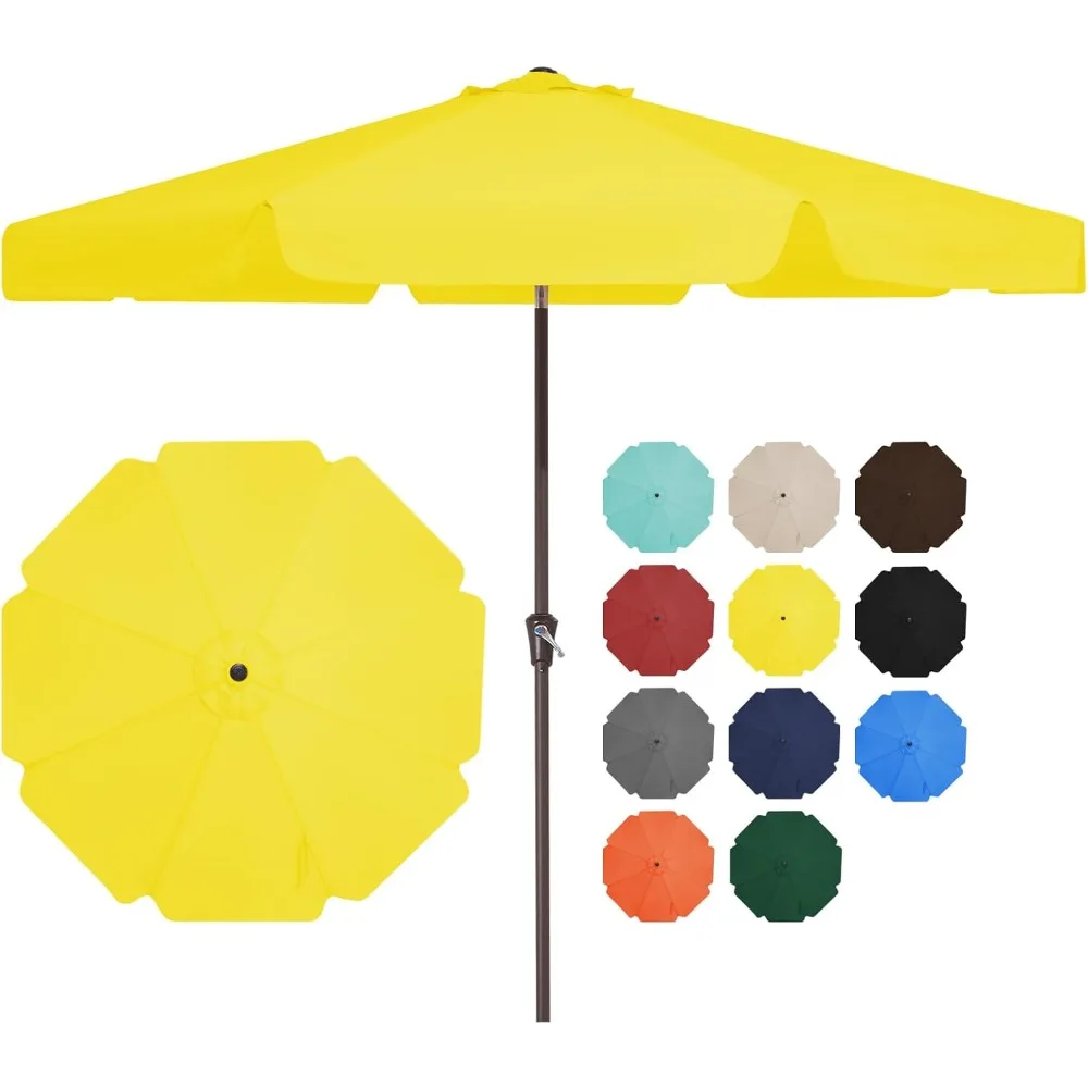 

Outdoor Large Market Umbrella With Push Button Tilt and Crank Lift System 8 Sturdy Ribs UV Protection Waterproof Sunproof Yellow