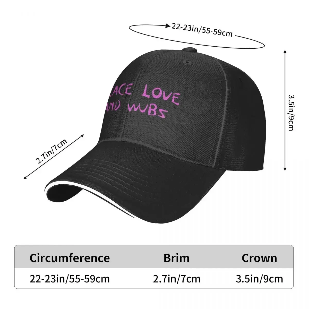 peace love and wubz Baseball Cap derby hat Unique hats Sun Hat For Children Hats For Men Women's