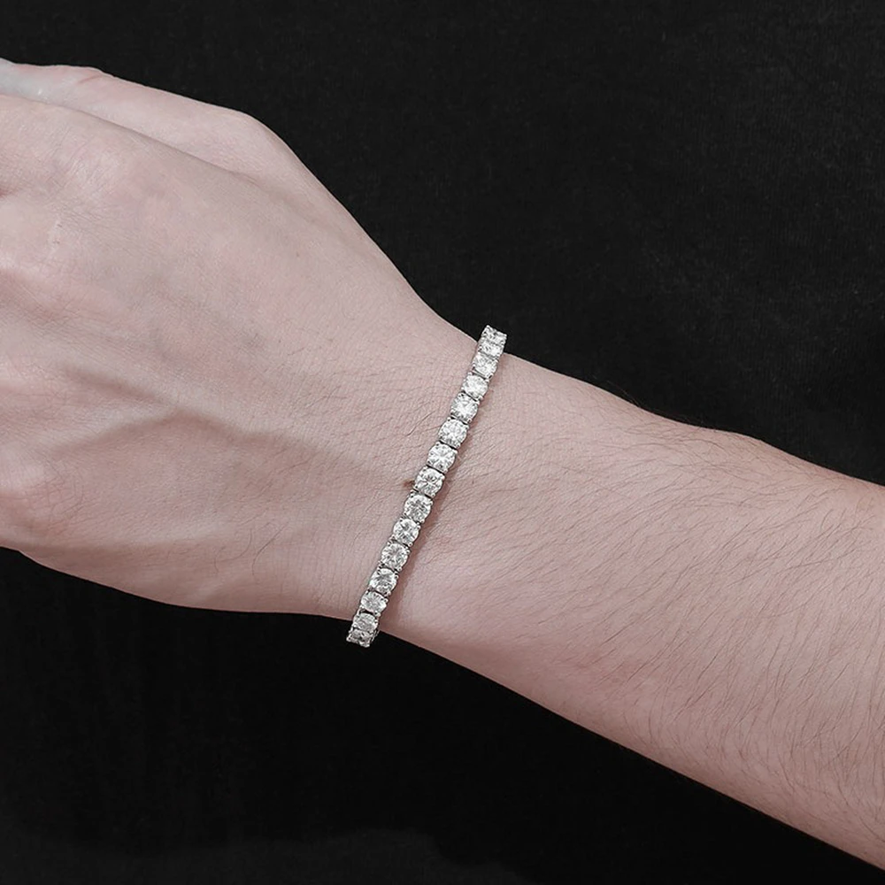 D Color VVS1 Moissanite Tennis Bracelet 3/4/5/6.5mm S925 Sterling Silver Bracelet for Women Man Sparkling Party Jewelry view 6
