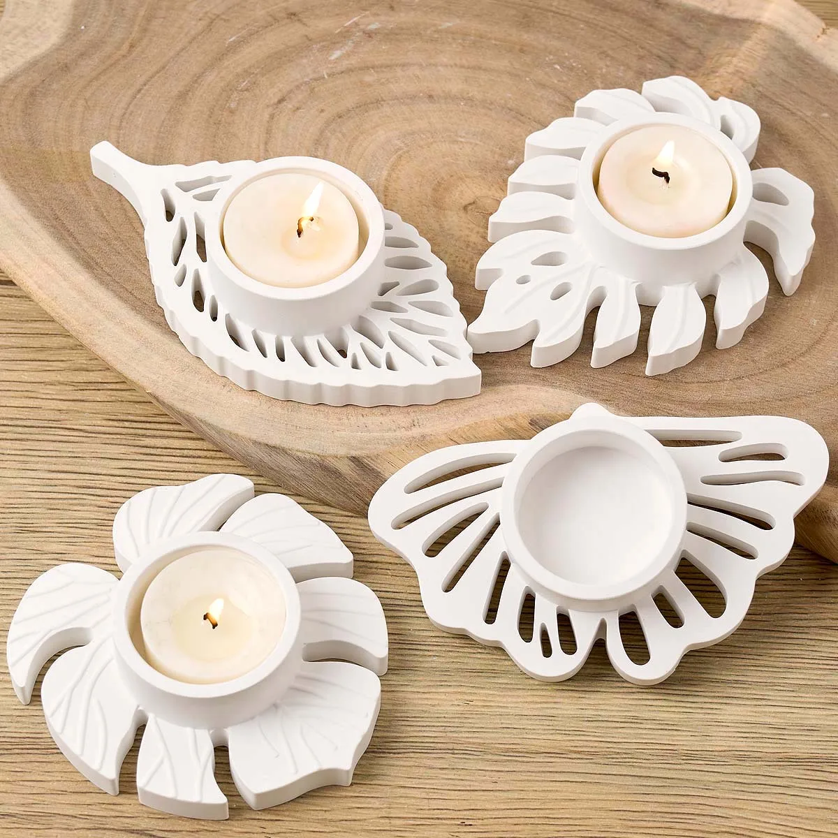 Leaves Candlestick Silicone Mold DIY Handmade Leaf Tealight Candle Holder Plaster Concrete Resin Craft Casting Molds Home Decor view 2
