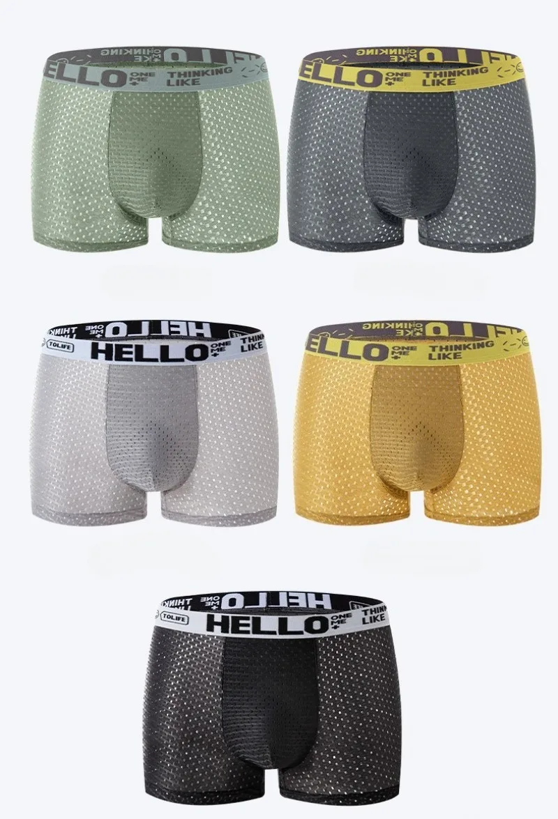 6 Stück Mesh-Eisseide Boxershorts für Herren, Atmungsaktive Sexy Slim-Fit Nahtlose Unterhosen in Übergröße 4X – Detail 19