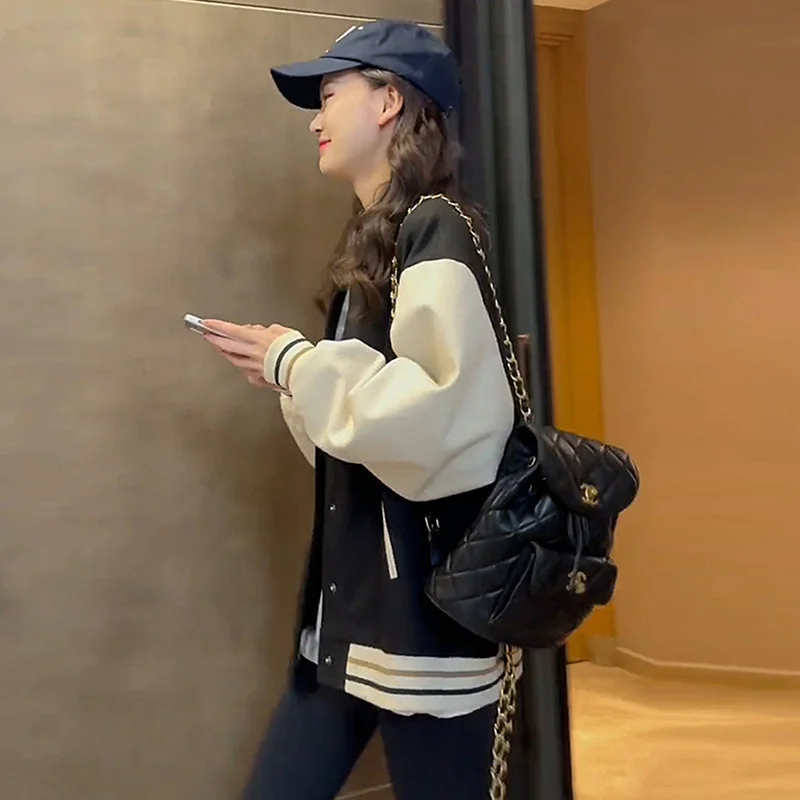 

Baseball Jackets Light Blue Womens Summer Sunproof Quilting Boyfriend Windproof Buckle Heart Splice Cargo Leisure Leopard Ladies