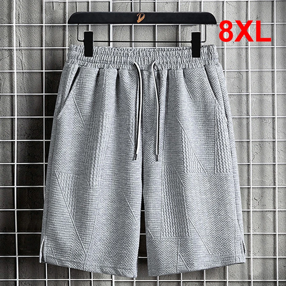 Summer Shorts Men Plus Size 8XL Shorts Fashion Casual Solid Color Short Pants Male Elastic Waist Bottom Big Size 8XL