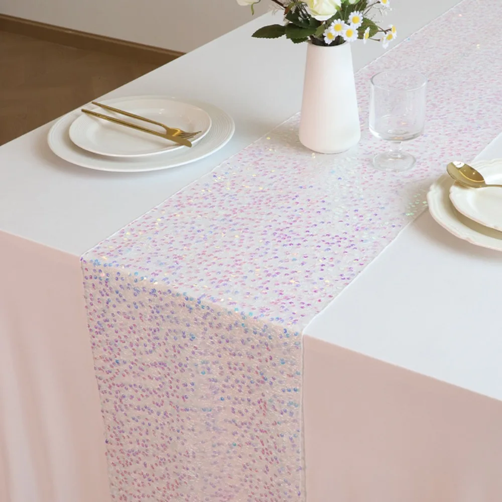 

Блестящая переливающаяся дорожка для стола с блестками, расширенная романтическая крышка для стола, прямоугольная легкая дорожка для стола с тематикой русалки для отеля