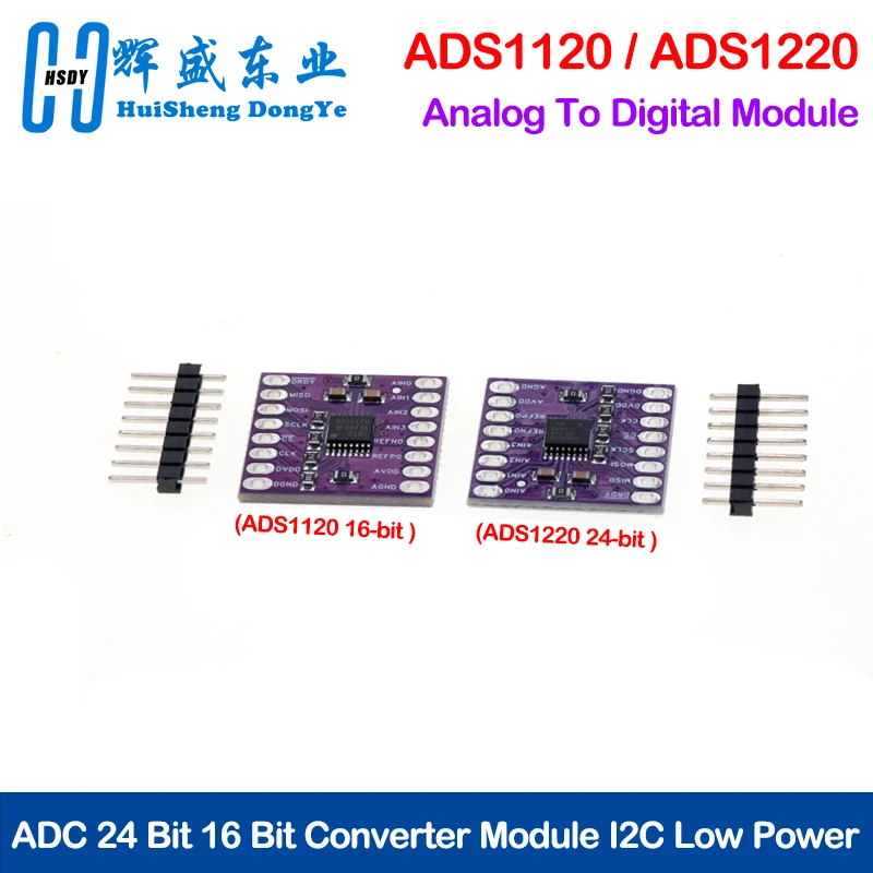 1-5PCS ADS1220 ADS1120 ADC 24 Bit 16 Bit Converter Module I2C Low Power 24 Bit Analog-to-Digital Converter for Arduino