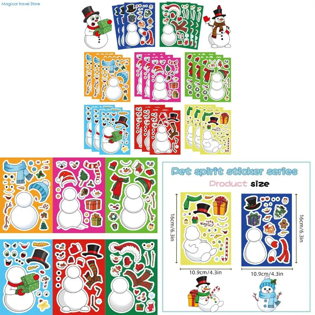 مجموعة ملصقات زخرفية لرجل الثلج الموسمي N2UB مكونة من 24 ورقة مقاومة للخدش #1