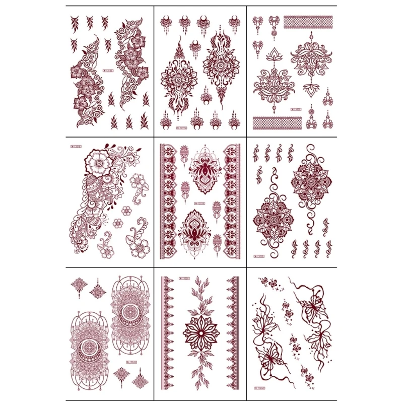 11UF 1 Sheet Elegant Flower Temporary Tattooing Stickers Bohemian Body Tattooing Sticker for Fashionable Occasion