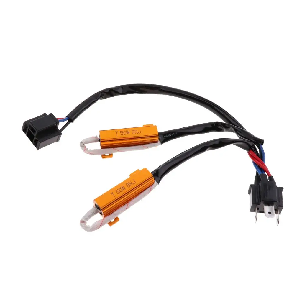 H4 LED Light Decoder Wiring Plug and Play Load Resistor Harness Adapter for Vehicle Headlight Fog Lamp Error Prevention