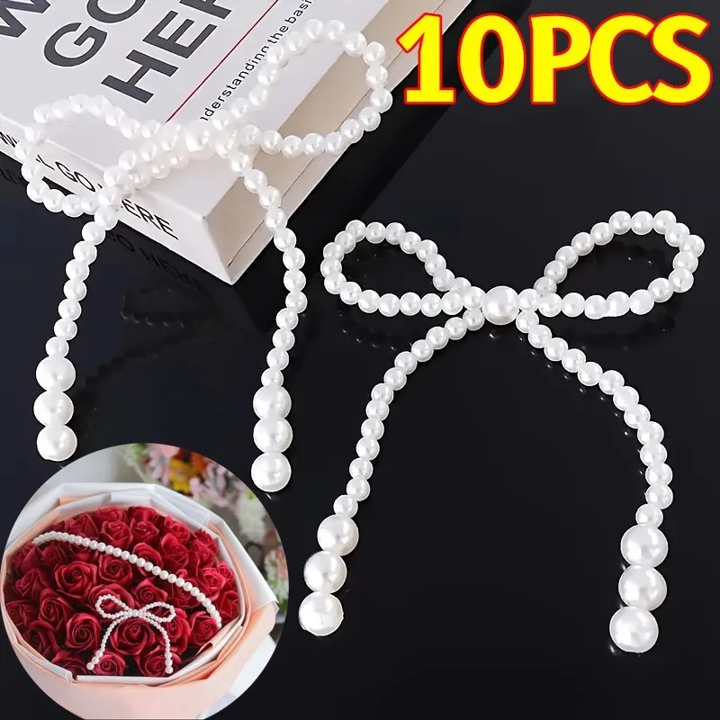 10/1 Uds. De lazo de perlas de imitación, pasador romántico, tocado DIY, flor, pastel, lazo de perlas, decoración para fiesta en casa, adorno decorativo para boda
