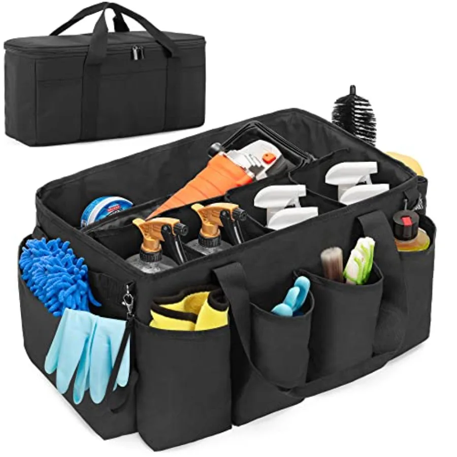 

Detailing Bag with Polisher Carry Bag Large Detail Car Care Box for Auto Detailing Supplies Car Wash Caddy and Trunk Organizer