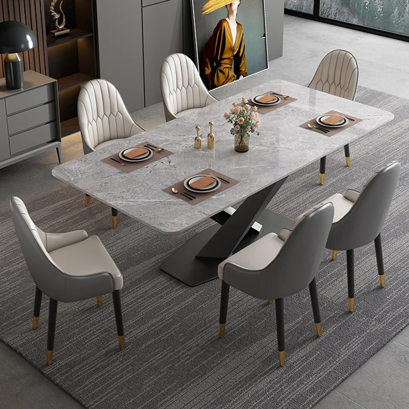 Italian Simplicity Dinning Table Marble Rectangle Design Tables Living Room Adjustable Mesas Restaurante Luxury Furniture