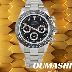 OUMASHI WATCH 39.3MM Casual Vk63 Quartz Movement Watch Men's waterproof steel case Arabian Dial Chronograph Luminous watch