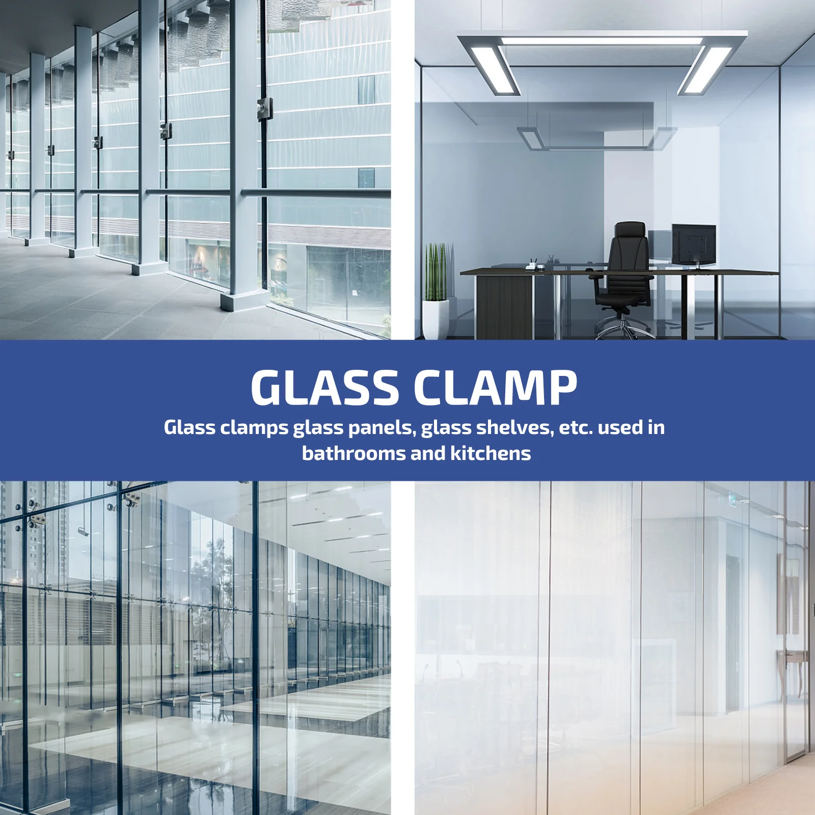 

20 Pcs Glass Clip Showcase Clamp Tempered Panel Adjustable Silver Holder High Strength Heat Resistance Corrosion Proof Glass