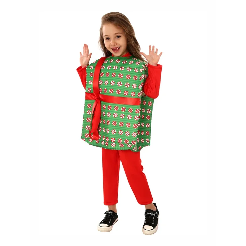 WU01 عيد الميلاد كاندي هدية مربع اللباس مجموعة بنين بنات عيد الميلاد ازياءJk5 *!