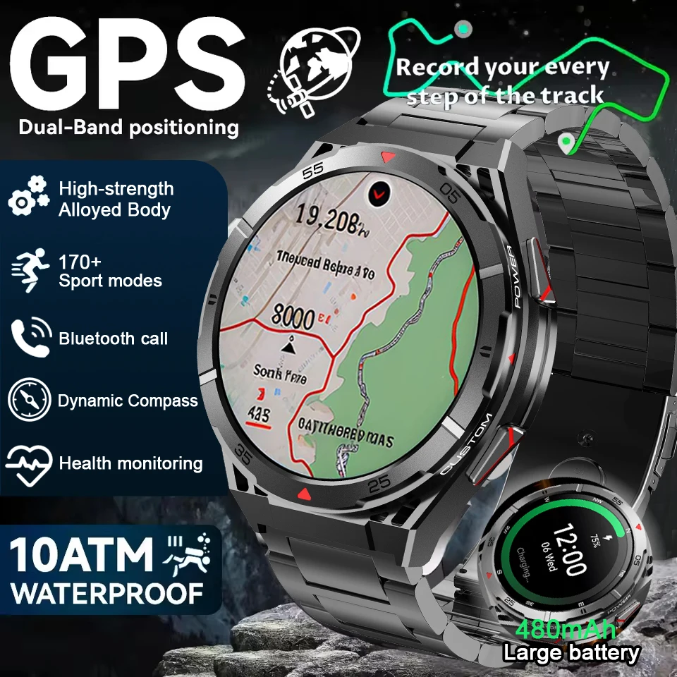 

Новинка 2025 года для HUAWEI, оригинальные умные часы премиум-класса с GPS Ultra HD AMOLED-дисплей, встроенный GPS BT-вызов, 10 АТМ, водонепроницаемый умный браслет