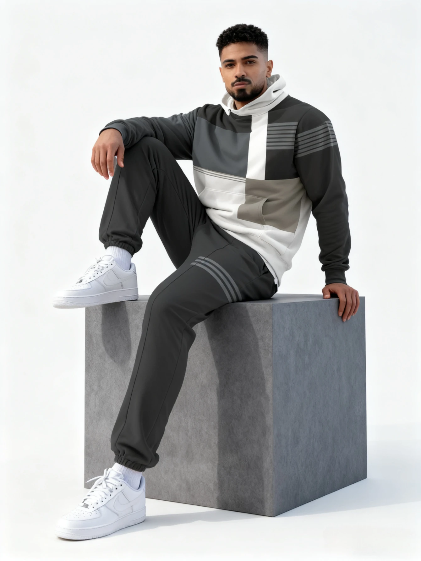 

Men's 2-piece set, fashionable hoodie paired with loose casual pants | comfortable and warm fabric, men's hoodie set.