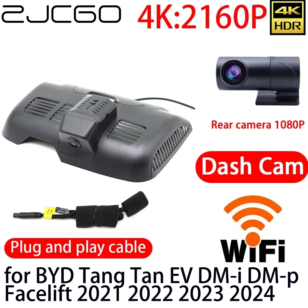 ZJCGO 4K Car DVR Dash Cam Wifi Front Rear Camera 24h Monitor for BYD Tang Tan EV DM-i DM-p Facelift 2021 2022 2023 2024