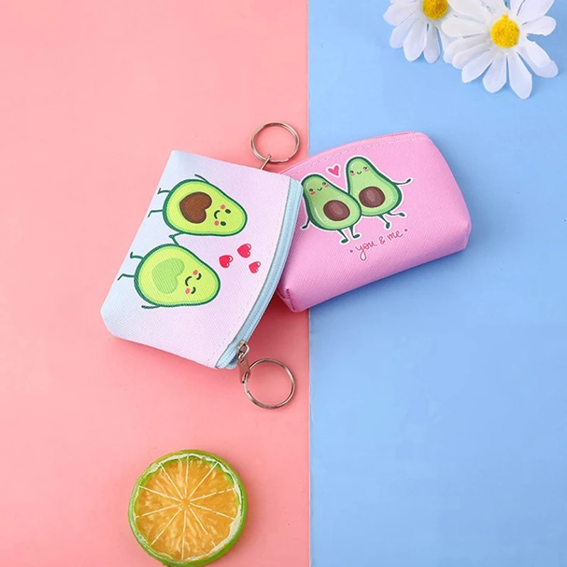 Cartoon Coin Purse Cute Creative Children Avocado Key Bag, Coin Bag Japanese Zipper Money Storage Bag, Small Wallet For Girls