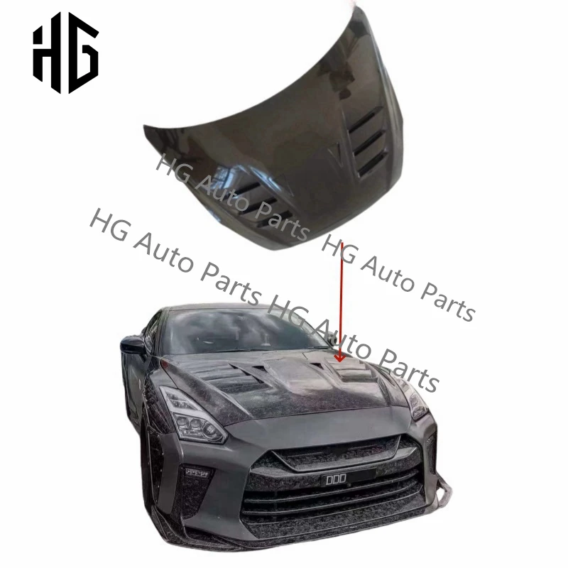 

Real Carbon Fiber Auto Accessories Front Bumper Bonnet Cover For Nissan Gtr R35 Upgrade To TOPSECRET Style Engine Hoods