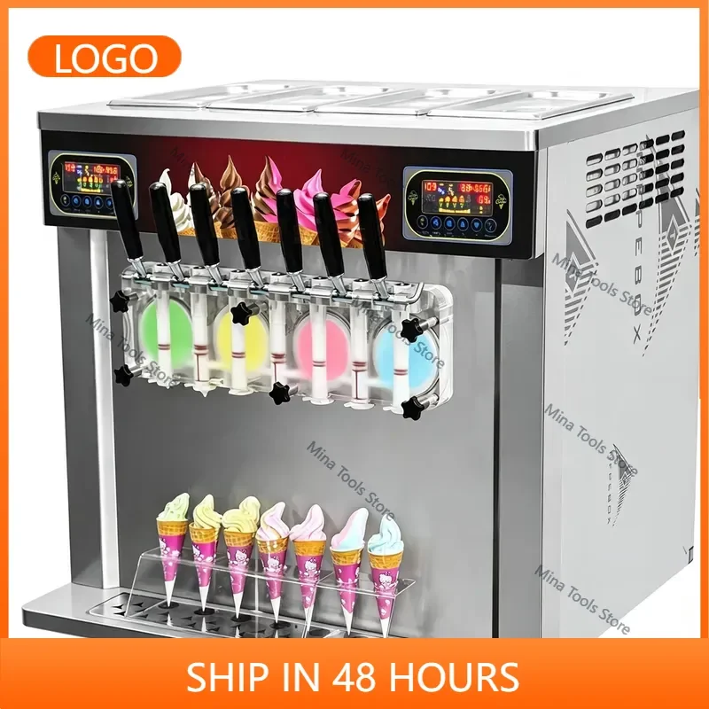 Commercial Continuous Soft Serve Ice Cream Machine for Cafe Restaurant Dessert Shop