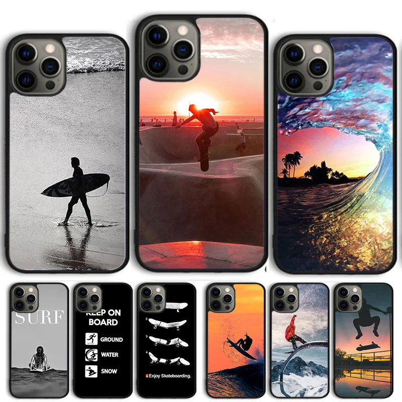 KEEP ON BOARD RadAct Skateboard Surf Snowboard Phone Case For iPhone 14 15 16 13 12 Mini Max Cover For iPhone 11 Pro Max 8 7