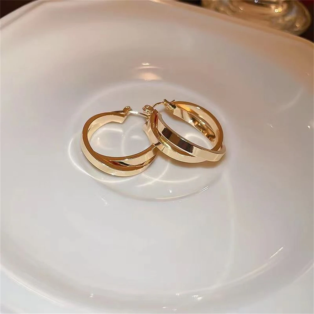 Stainless Steel Gold Color Geometric Design Twisted Square Hoop Earrings For Women Creative Young Girls Party Wedding Jewelry image 4