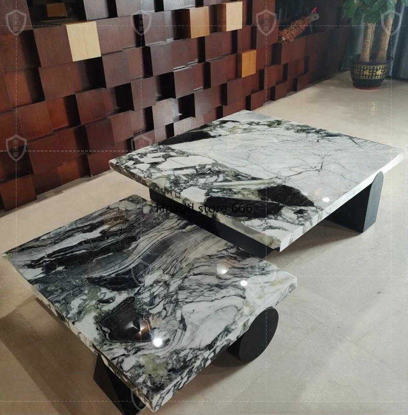 Nordic imported cold jadeite marble coffee table combination