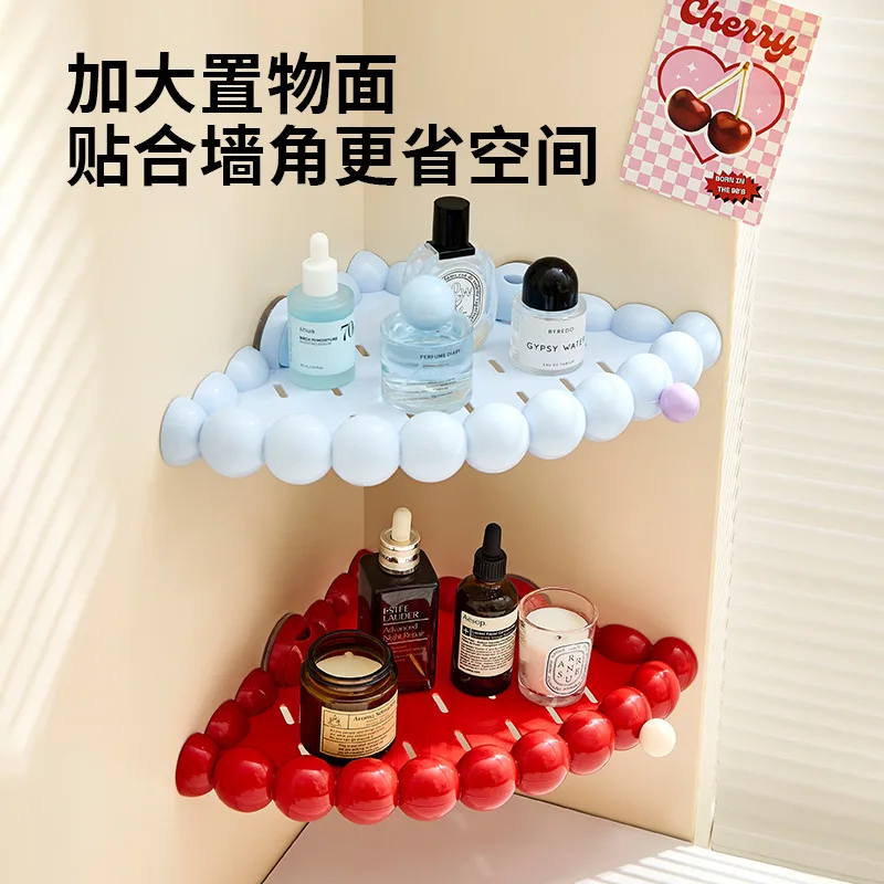 Cloud suction cup corner rack non-punching drain wall-mounted bathroom washstand