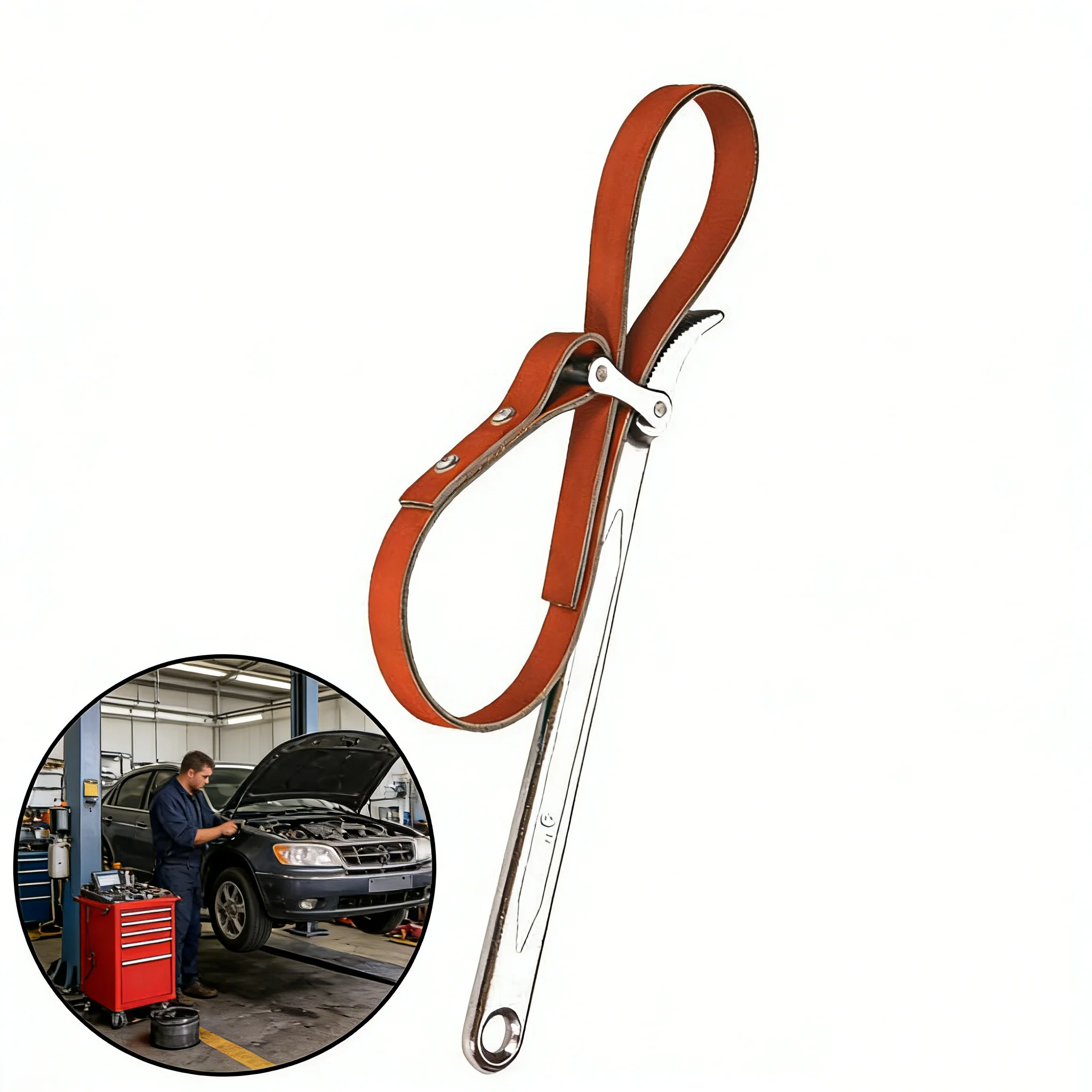 9/11 Inch Adjustable Belt Wrench Oil Filter Puller Removal Tool Strap Spanner Wrench Chain Wrench Strap Opener Disassembly Tools