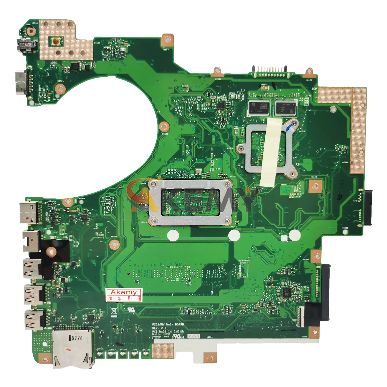 P2540NV Laptop Motherboard For ASUS ProArt P2540N PRO254N P2540NV Notebook Mainboard With Celeron CPU 100% tests OK fast ship