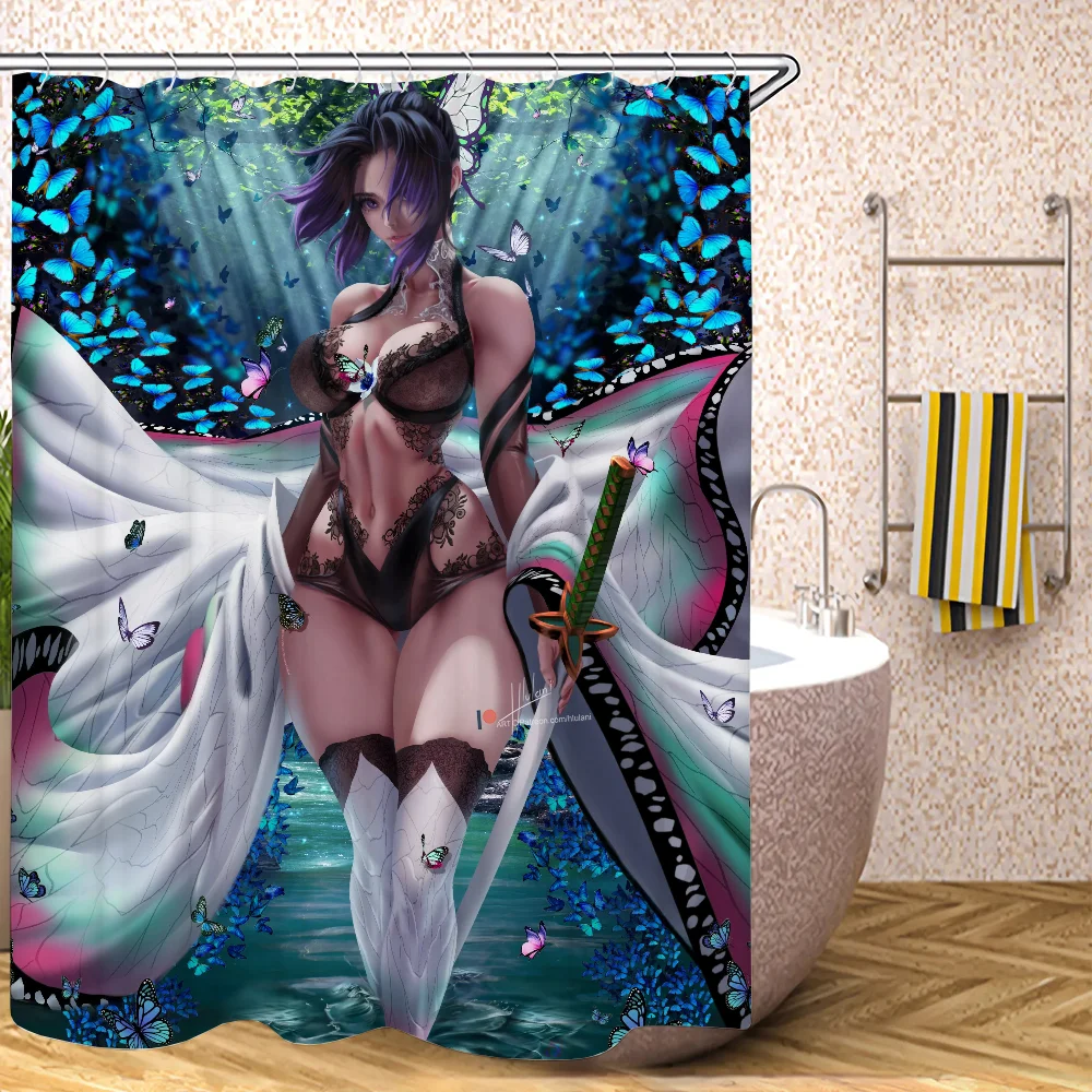 Stellar Blade Shower Curtain for Bathroom Accessories Folding Partition Bath Curtains Bedrooms Waterproof Fabric Things the Set