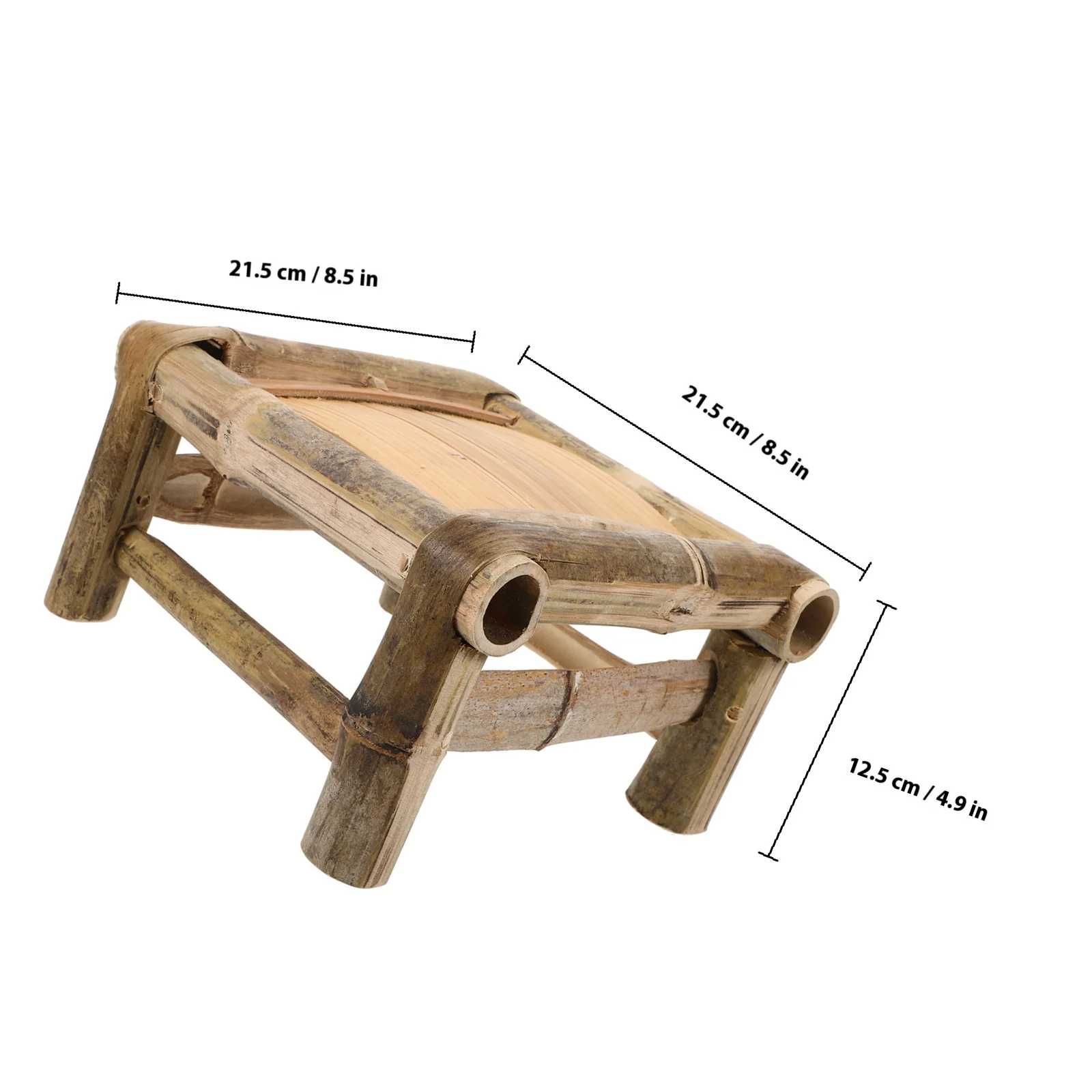 مقعد من الخيزران مريح منخفض المقعد صغير الحجم وخفيف الوزن ومستقر للحمام ومسند للقدمين للمطبخ متعدد الأغراض #5