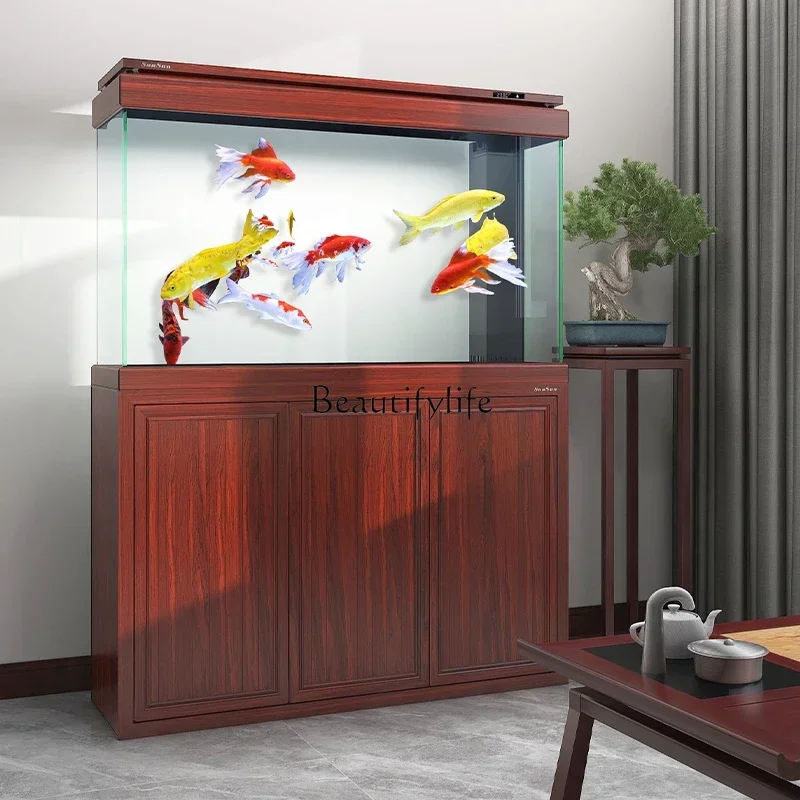 

LD33Living Room Small Bottom Filter Aquarium Household Ecological Ultra Clear Glass Fish Tank Floor Change Water