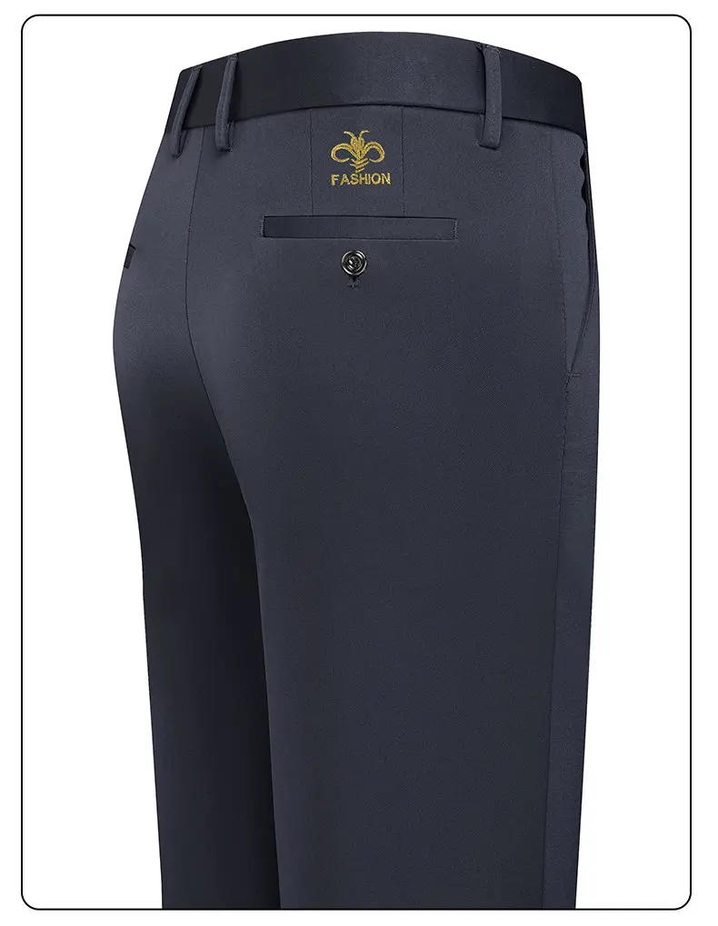Frühling Sommer Herren Stretch-Hosen Smart Casual Anzughosen Knitterfreie Anzughosen mit Stickereimuster – Detail 19