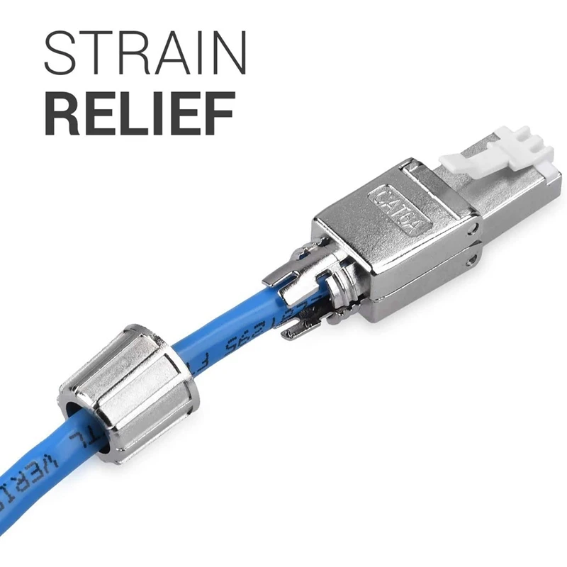 Pacote de conectores de rede AED5-RJ45 - conjunto de 4 conectores de rede Cat6a RJ-45 - plugues de alívio de tensão de cabo Ethernet Cat 6A blindados