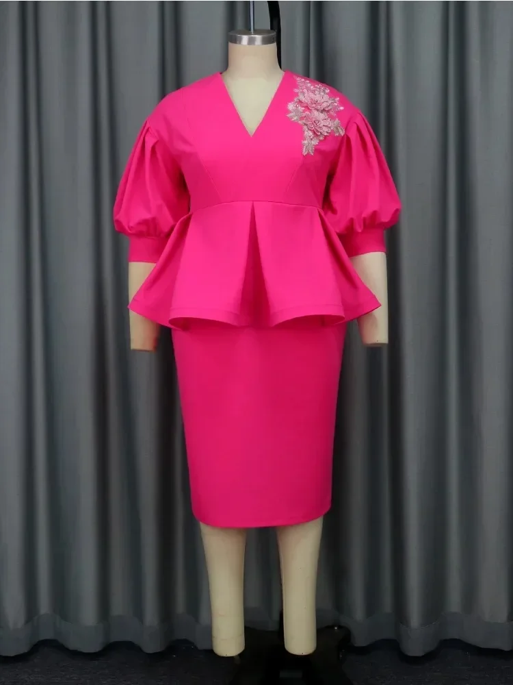 Elegante feminino de luxo roupas de trabalho de escritório formal com decote em v mini vestido moda manga bolha vestido de noite feminino rua festa colete