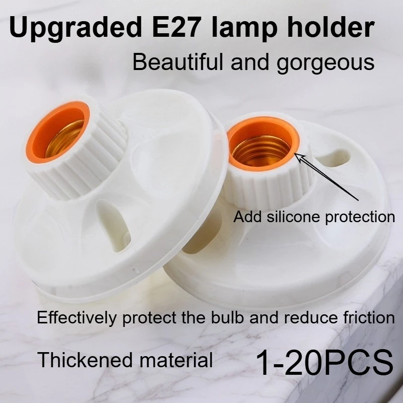 Upgrade E27 Screw Lamp Stand Light Bulb Socket Holder Adapter Base Cap Socket White Ceiling Light Lamp Bulb Fixing Base