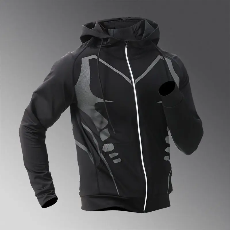 

Motion Quick Dry Sport Coat Men's Clothing New Bodybuilding Elastic Run Train Long Sleeves Hooded All-match Comfortable Jackets