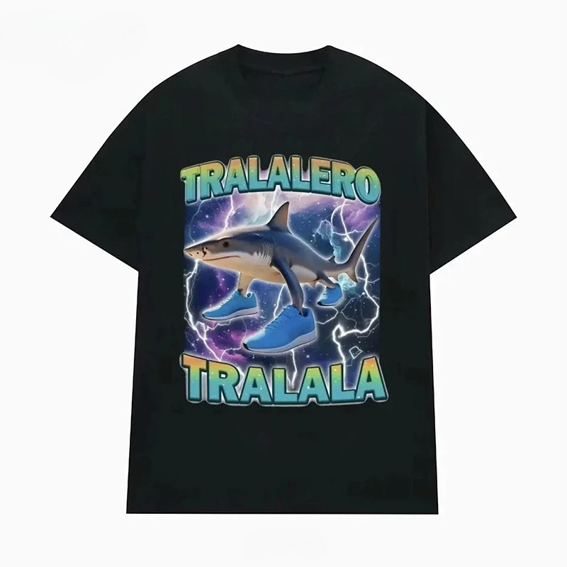 

Футболка с короткими рукавами Tralalero Tralala Funny Shark Emoji, мужская и женская универсальная мужская футболка из хлопка с принтом в готическом стиле в стиле ретро