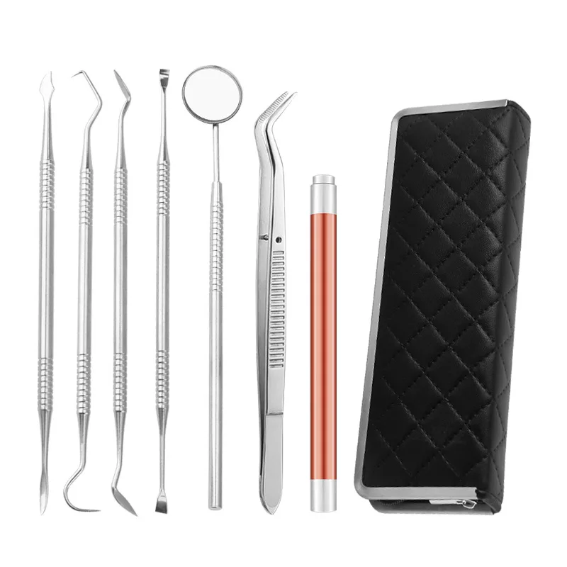 8PCS Dental Hygiene Orthodont Dentist Tartar Scraper Scaler Calculus Plaque Remover Accessory for Teeth Cleaning Oral Care Tool