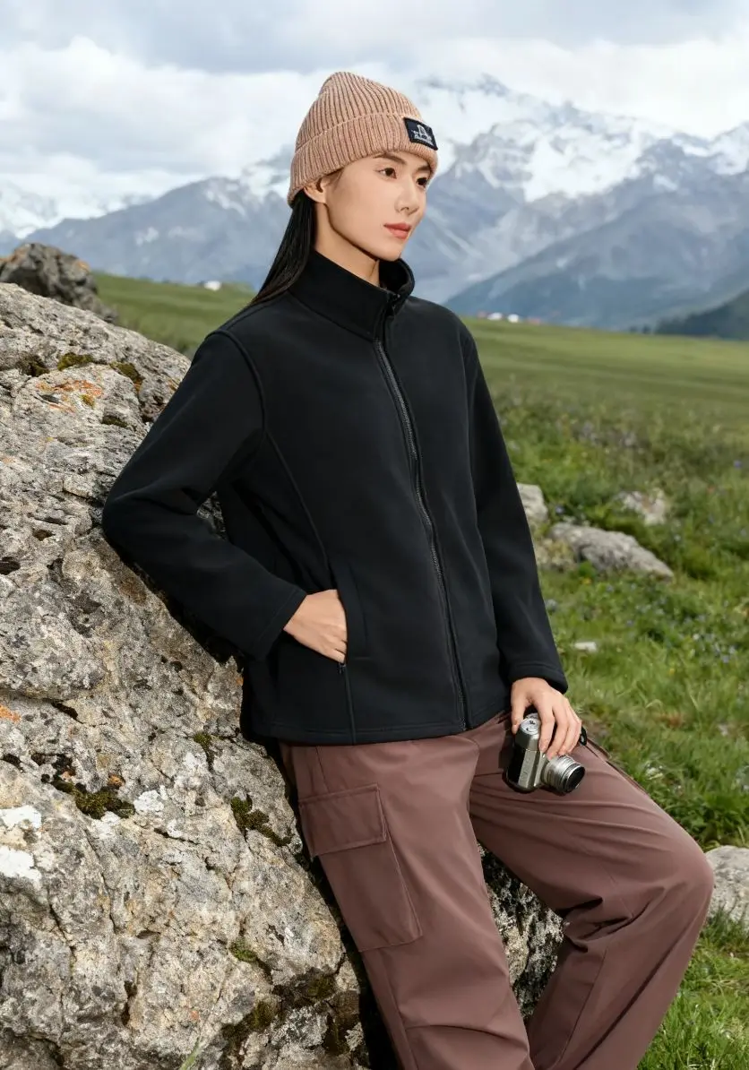 플리스 스웨트셔츠 모자 없는 여성용 후드 집업 포켓 여성 봄 테리 클린핏 O넥 핫스위트 레터링 파스텔 레이스업 스탠드업