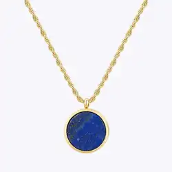 ENFASHION Collares Para Mujer Natural Stone Disk Pendant Necklace For Women's Stainless Steel Fashion Gold Color Jewelry P243439