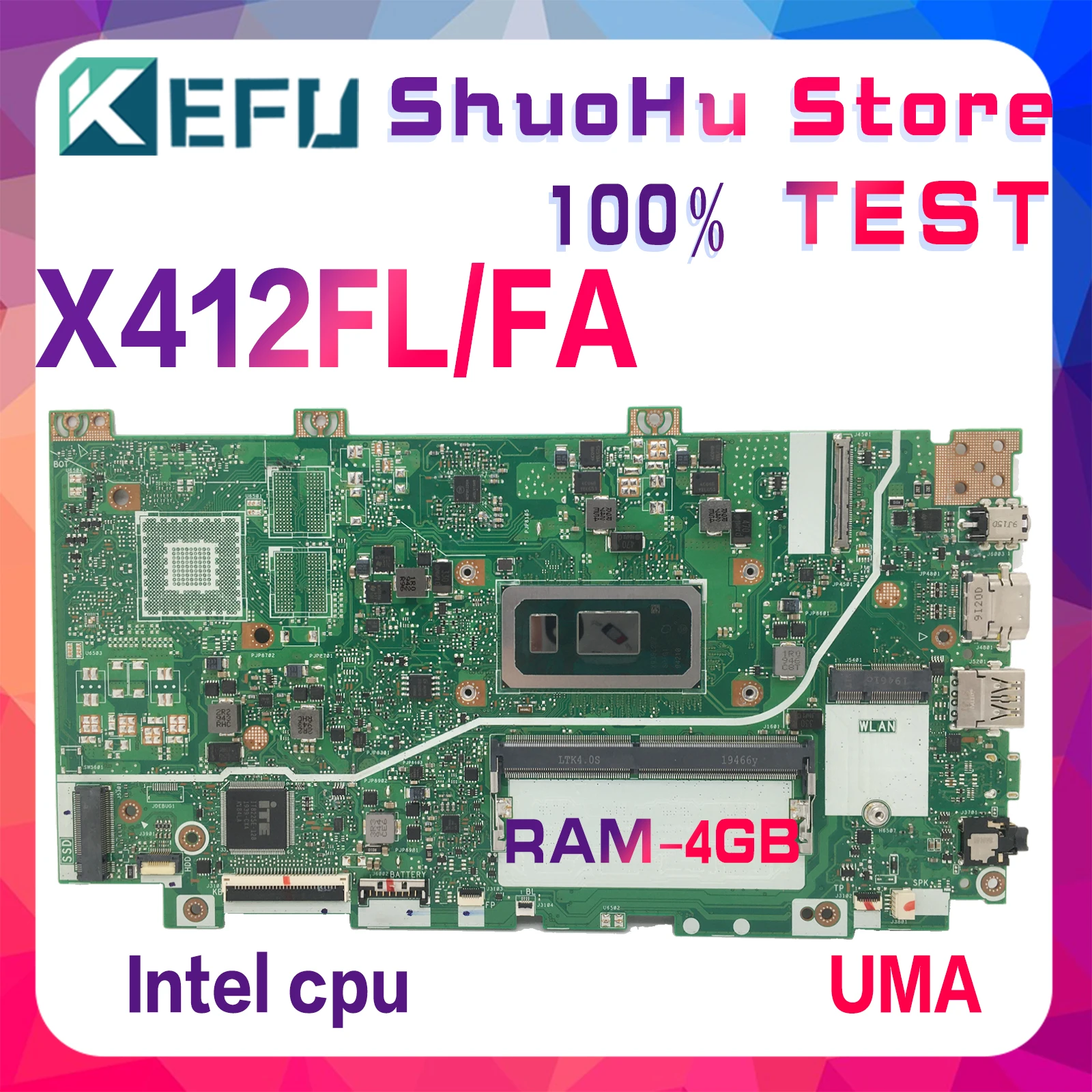 KEFU X412FLC X412FA Mainboard For ASUS X412FJG X412F X412FLG X412FJC Laptop Motherboard W/4GB-RAM I7 I5-8th 10th N17S-G0-A1 V2G