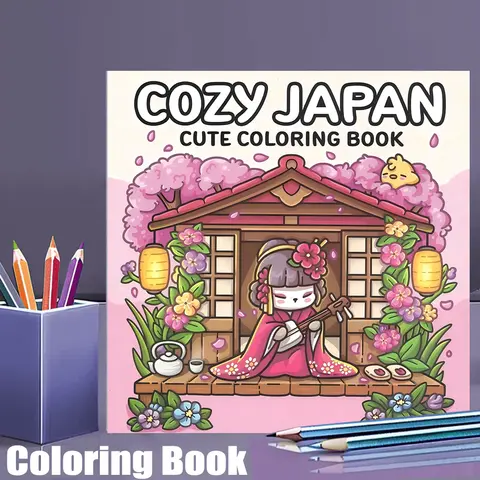 Bilashmart 28 Pages Cutie Japan Style Coloring Book for Adult | Colouring Book, Drawing Supplies for Christmas, Thanksgiving