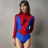 Spiderman Swimsuit for Women Captain Superhero Jumpsuit The Amazing Spider-Man 3D Print Long Sleeve Bodysuit Halloween Outfits